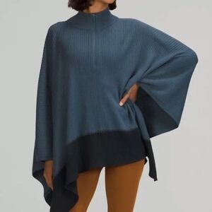 Lululemon on the go poncho blue sweater Nwt zip